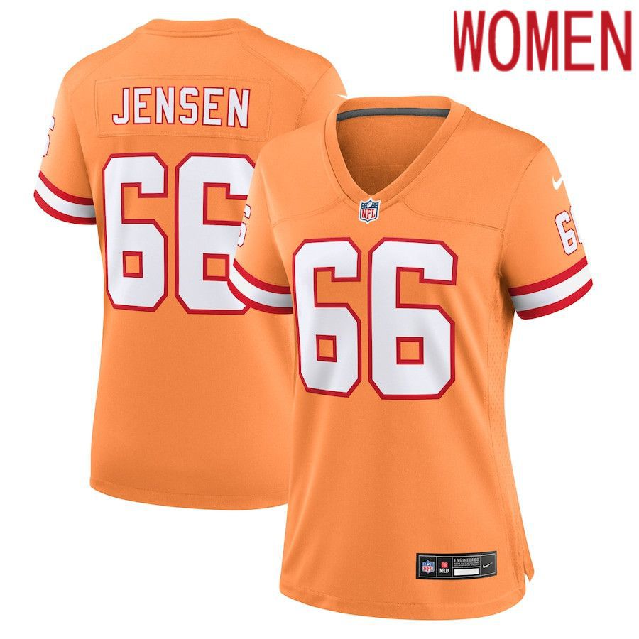 Women Tampa Bay Buccaneers #66 Ryan Jensen Nike Orange Throwback Game NFL Jersey